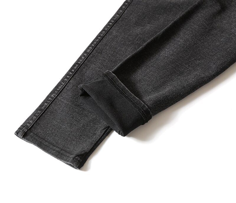 BIVIGAOS Women Jeans Pencil Pants Sand Washed Stretch Jeans Leggings Korean Pocket Red Line Leggings Magic Black Gray Jeggings