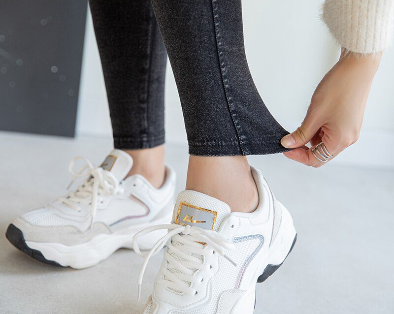 BIVIGAOS Women Jeans Pencil Pants Sand Washed Stretch Jeans Leggings Korean Pocket Red Line Leggings Magic Black Gray Jeggings