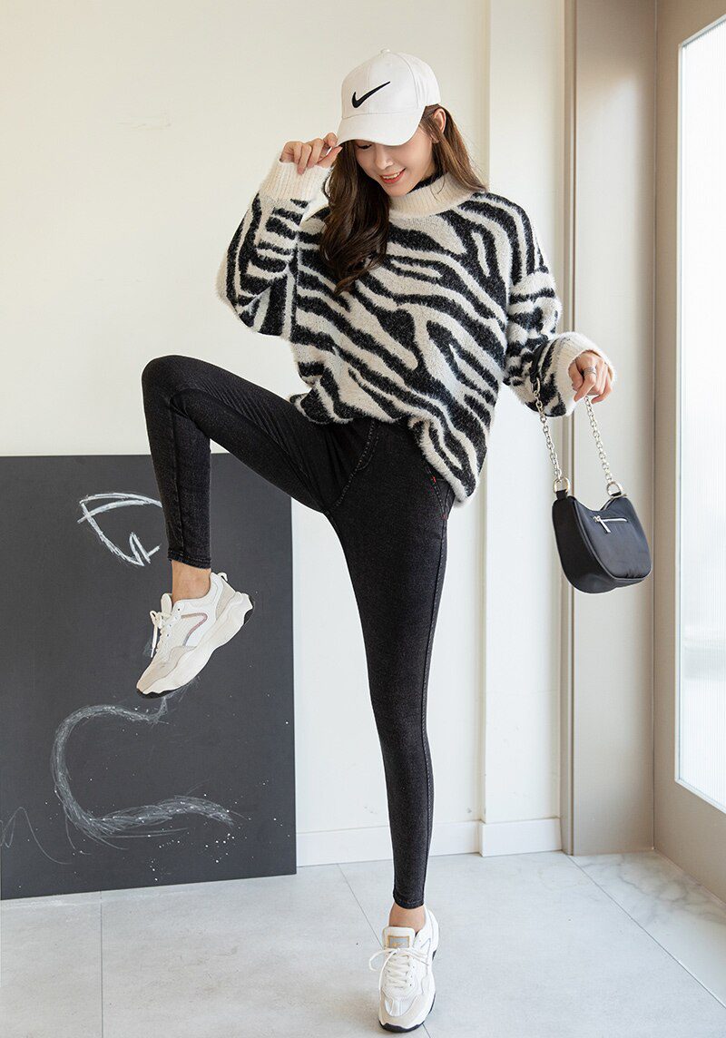 BIVIGAOS Women Jeans Pencil Pants Sand Washed Stretch Jeans Leggings Korean Pocket Red Line Leggings Magic Black Gray Jeggings