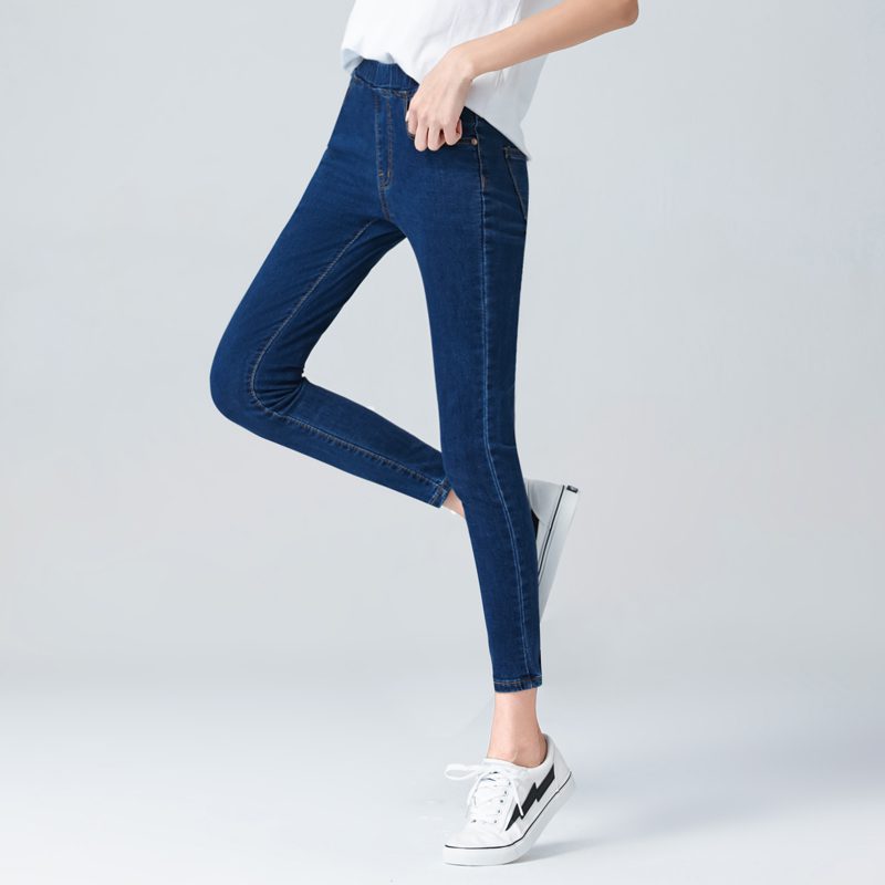 Women's Elastic High Waist Skinny Jeans Plus Size 5XL 6XL Fashion Women Black Blue Pocket Mom Jeans Skinny Stretch Denim Pants