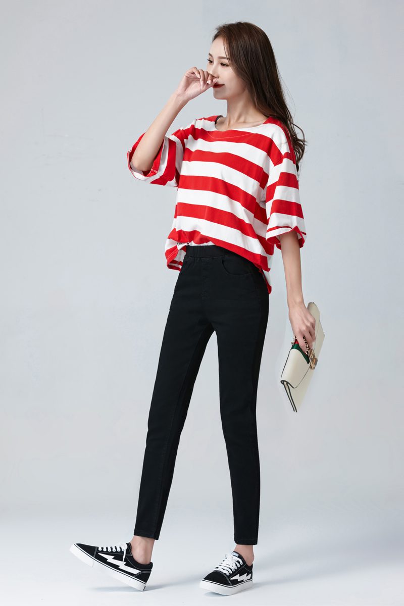 Women's Elastic High Waist Skinny Jeans Plus Size 5XL 6XL Fashion Women Black Blue Pocket Mom Jeans Skinny Stretch Denim Pants