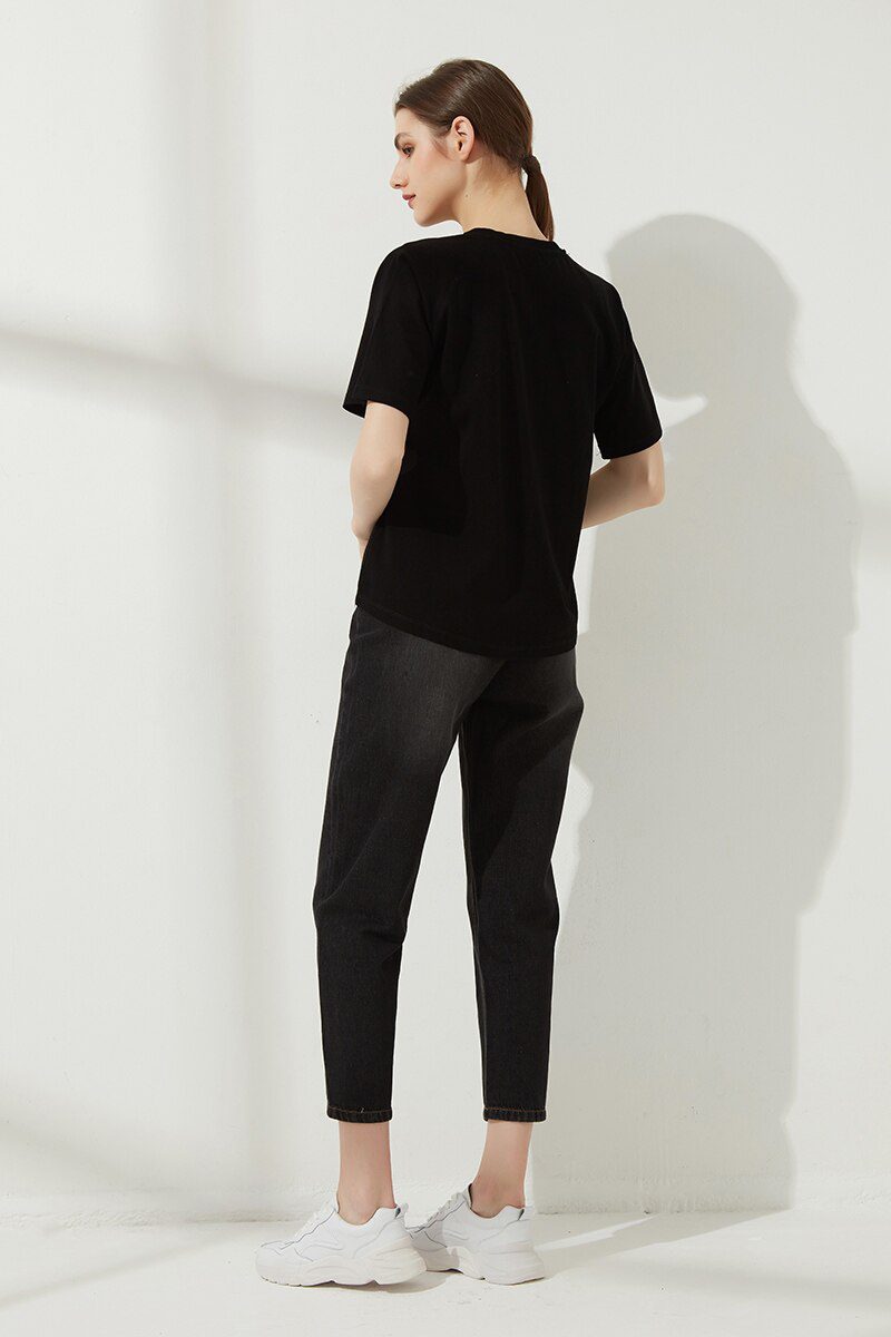 Wixra Stylish Denim Pants Female High Waist Jeans With Fur BF Casual Button Trousers Womens Streetwear Autumn Winter