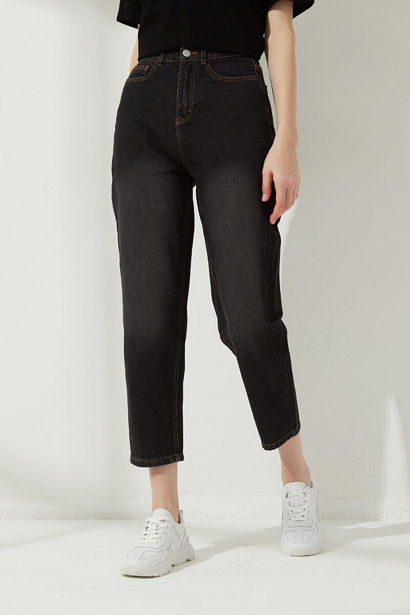 Wixra Stylish Denim Pants Female High Waist Jeans With Fur BF Casual Button Trousers Womens Streetwear Autumn Winter