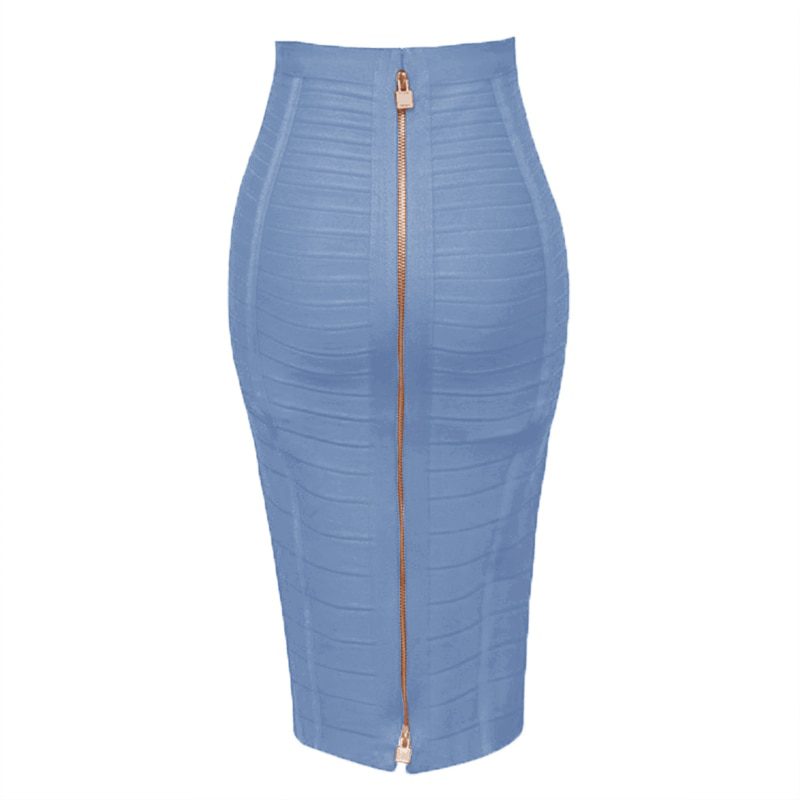 12 Colors Plus Size XL XXL Sexy Solid Zipper Orange Blue Black Bandage Skirt Women Elastic Bodycon Summer Pencil Skirt 58cm