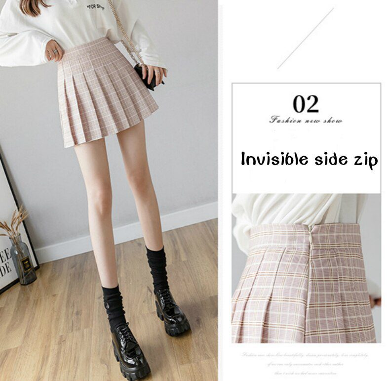 Jk Skirt Plaid Summer Women Skirt 2020 High Waist Stitching Student Pleated Skirts Women Cute Sweet Girls Dance Mini Skirt