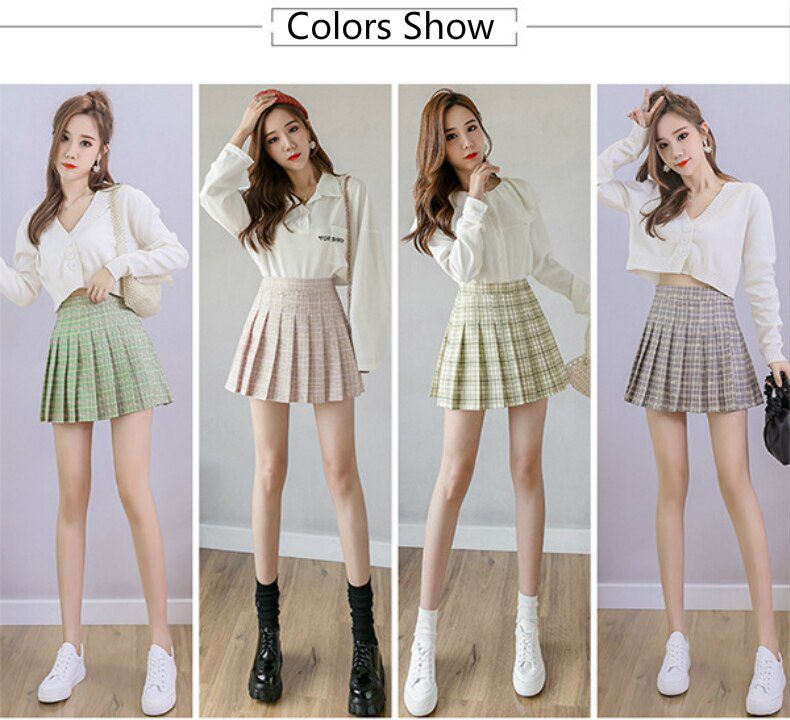 Jk Skirt Plaid Summer Women Skirt 2020 High Waist Stitching Student Pleated Skirts Women Cute Sweet Girls Dance Mini Skirt