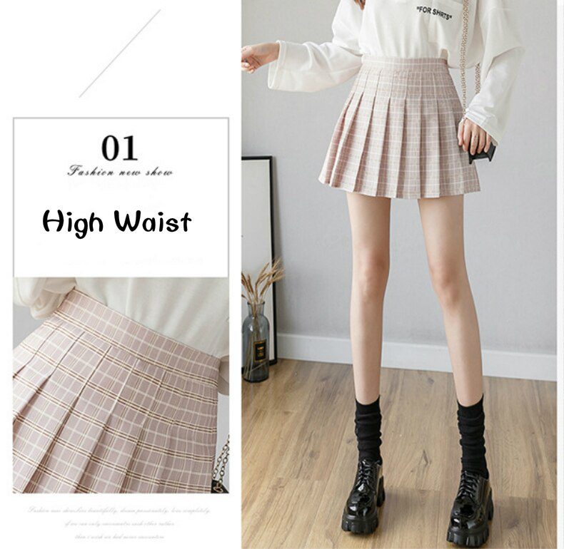 Jk Skirt Plaid Summer Women Skirt 2020 High Waist Stitching Student Pleated Skirts Women Cute Sweet Girls Dance Mini Skirt