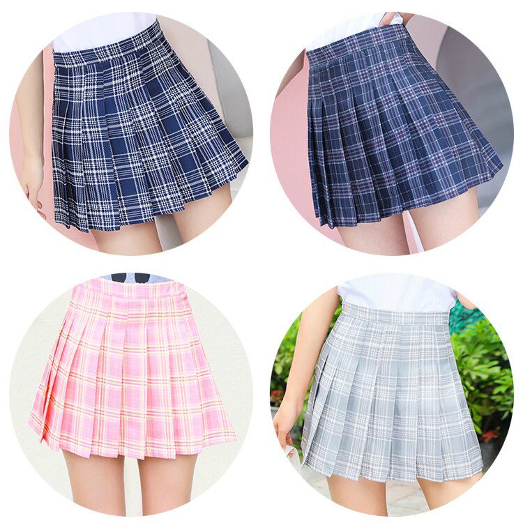 Jk Skirt Plaid Summer Women Skirt 2020 High Waist Stitching Student Pleated Skirts Women Cute Sweet Girls Dance Mini Skirt
