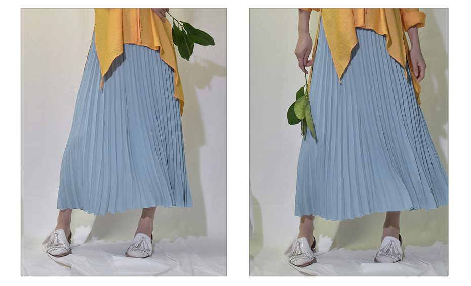 Womens Vintage Pleated Midi Long Skirt Female Korean Casual High Waist Chiffon Skirts Jupe Faldas 18 Colors 2019 Autumn SK397