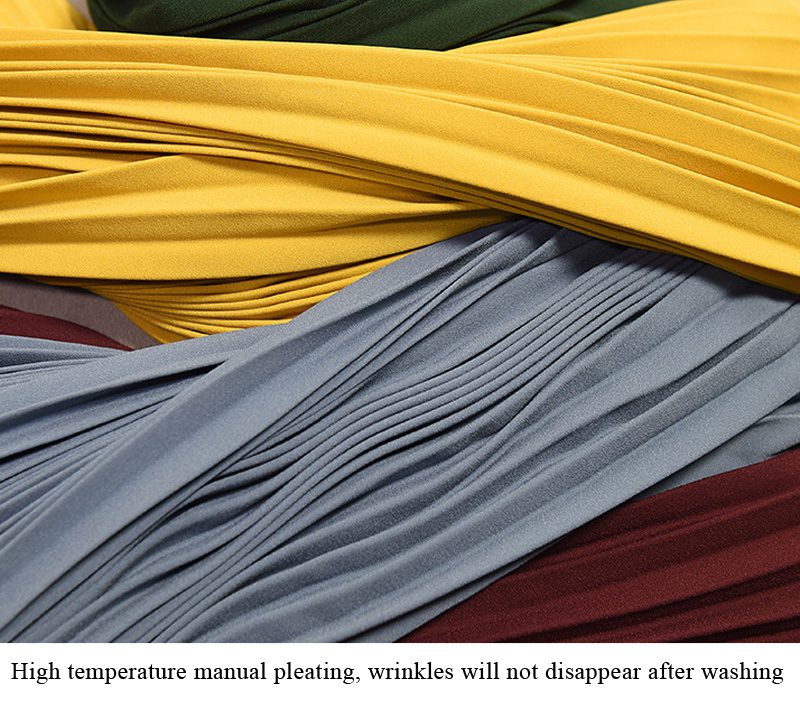 Womens Vintage Pleated Midi Long Skirt Female Korean Casual High Waist Chiffon Skirts Jupe Faldas 18 Colors 2019 Autumn SK397