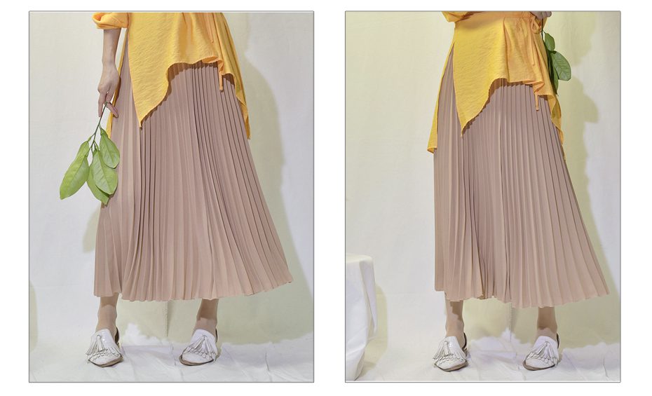 Womens Vintage Pleated Midi Long Skirt Female Korean Casual High Waist Chiffon Skirts Jupe Faldas 18 Colors 2019 Autumn SK397