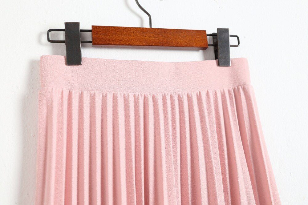 Spring and Autumn New Fashion Women's High Waist Pleated Solid Color Half Length Elastic Skirt Promotions Lady Black Pink