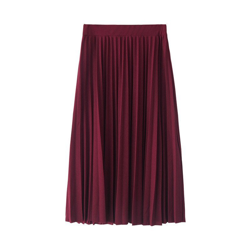 Spring and Autumn New Fashion Women's High Waist Pleated Solid Color Half Length Elastic Skirt Promotions Lady Black Pink