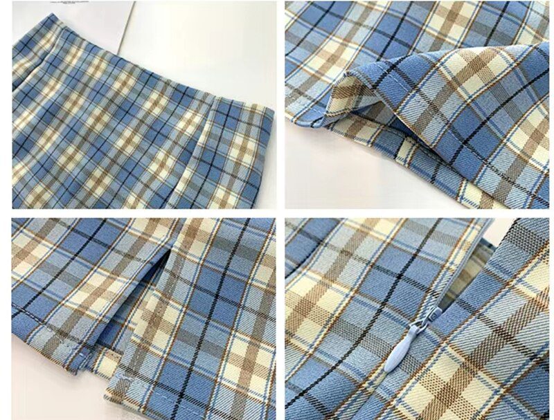 Summer Harajuku Plaid Pencil Skirts Womens High Waist Mini Skirts Lining With Shorts 2020 korean Streetwear Vintage Sexy Skirt Summer Harajuku Plaid Pencil Skirts Womens High Waist Mini Skirts Lining With Shorts 2020 korean Streetwear Vintage Sexy Skirt