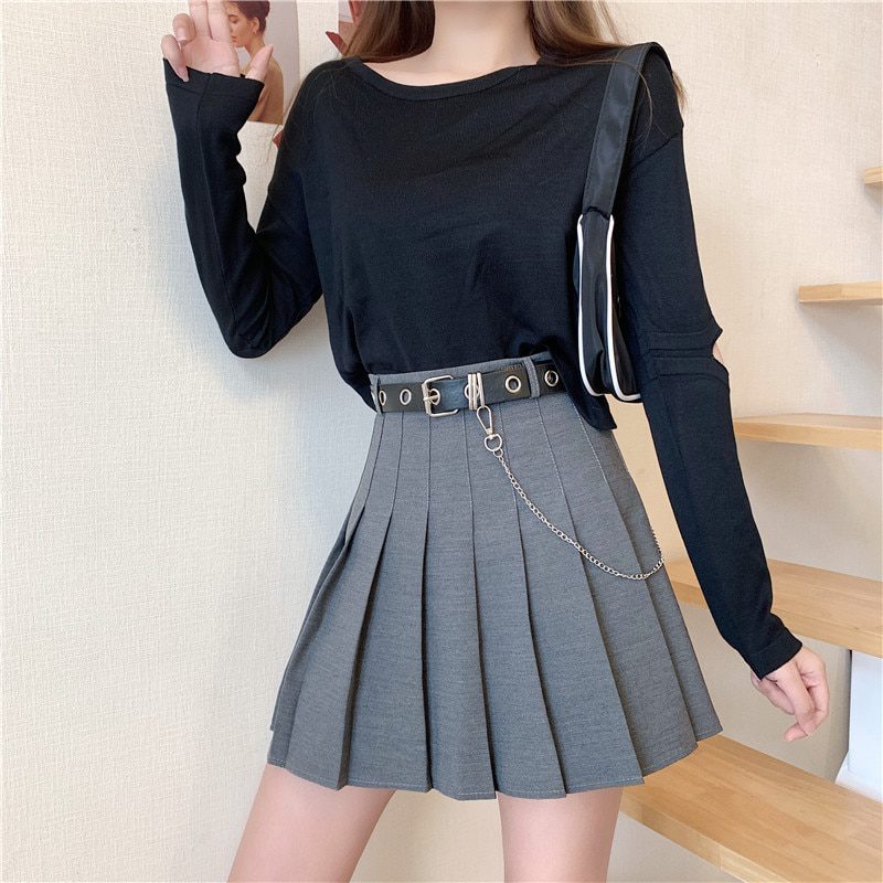 Harajuku Plaid Skirt Women 2020 New y2k High Waist Mini Tennis Skirts Uniform Chain Pocket A-line Streetwear Vintage Free Belt
