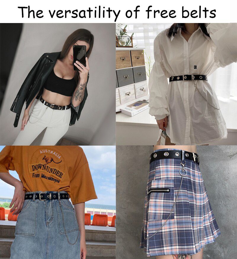 Harajuku Plaid Skirt Women 2020 New y2k High Waist Mini Tennis Skirts Uniform Chain Pocket A-line Streetwear Vintage Free Belt