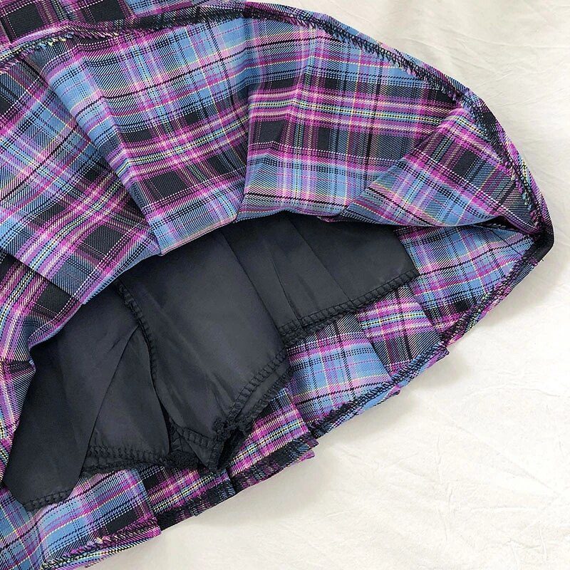 Harajuku Plaid Skirt Women 2020 New y2k High Waist Mini Tennis Skirts Uniform Chain Pocket A-line Streetwear Vintage Free Belt