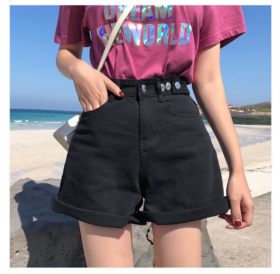 Garemay Women's Denim Shorts Classic Vintage High Waist Blue Wide Leg Female Caual Summer Ladies Shorts Jeans For Women