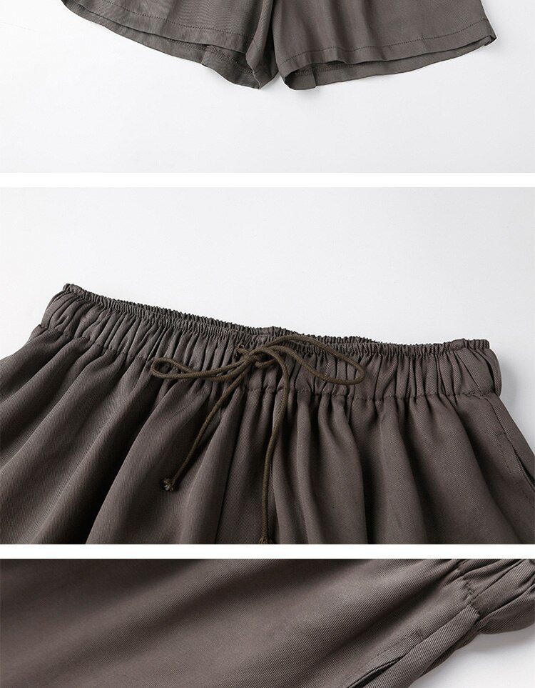 Jielur Summer Elastic High Waist Wide Leg Shorts Solid Color Casual Loose Cool Short Feminino Korean Drawstring Women's Shorts Jielur Summer Elastic High Waist Wide Leg Shorts Solid Color Casual Loose Cool Short Feminino Korean Drawstring Women's Shorts
