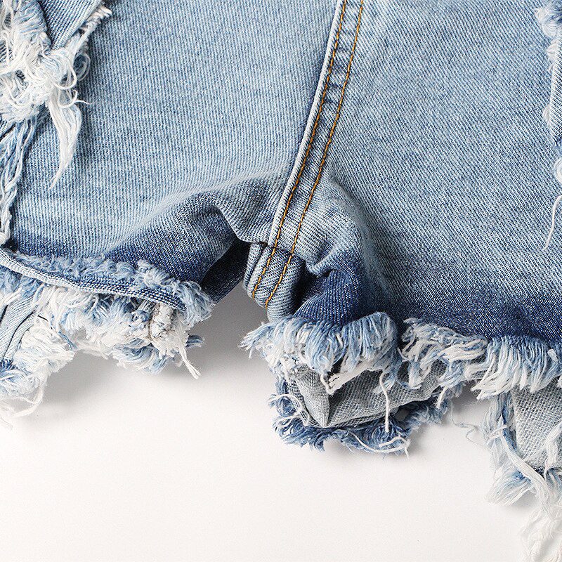 CHICEVER Casual Blue Shorts For Women High Waist Patchwork Ruffles Pockets Asmmetrical Slim Short Pant Female 2021 Summer New