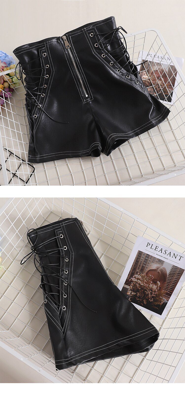 2018 Autumn Women PU Shorts Tie High Waist Shorts Female Casual Black Shorts Ladies All Match Wide leg Shorts Short Pants AB1170 2018 Autumn Women PU Shorts Tie High Waist Shorts Female Casual Black Shorts Ladies All Match Wide leg Shorts Short Pants AB1170