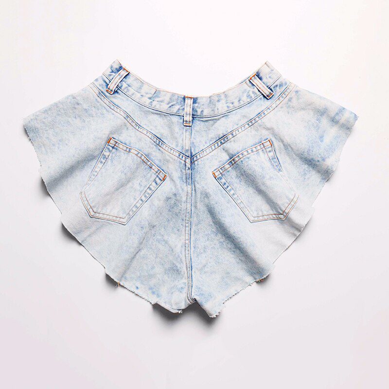TWOTWINSTYLE Casual Denim Shorts Skirts High Waist Ruffle Hem Loose Ruched Short Pants Female Fashion Clothing 2020 Spring Tide