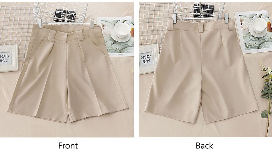 Women's Summer Shorts 2021 Long with High Waist Female Loose White Classic Knee-Length Office Wide Women's Shorts Black Candy