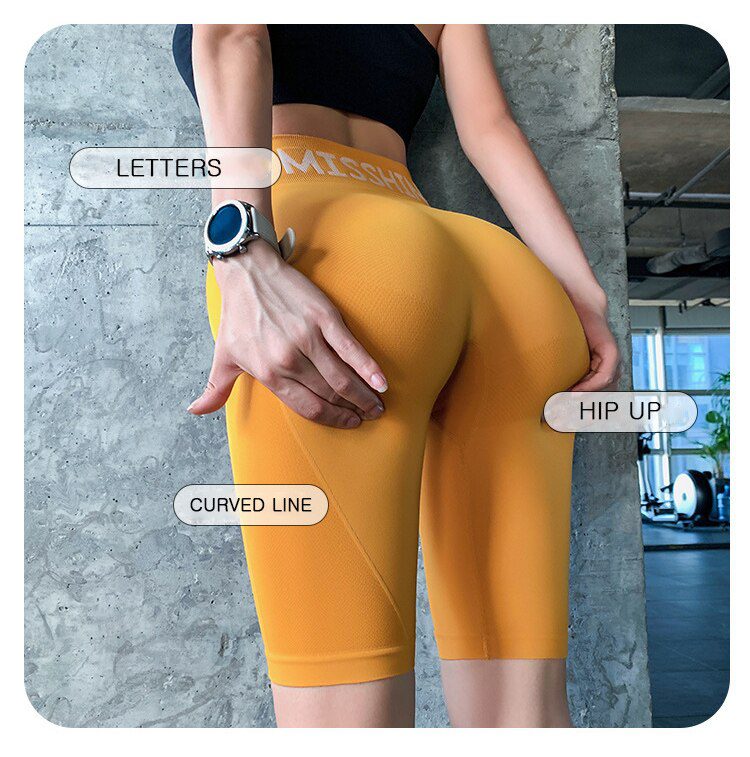 BIVIGAOS Summer High Waist Sport Shorts Women Quick-Drying Elastic Running Fitness Knee Length Biker Shorts Sexy Workout Shorts
