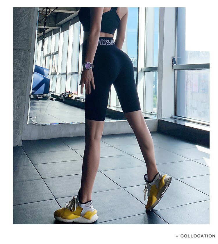 BIVIGAOS Summer High Waist Sport Shorts Women Quick-Drying Elastic Running Fitness Knee Length Biker Shorts Sexy Workout Shorts