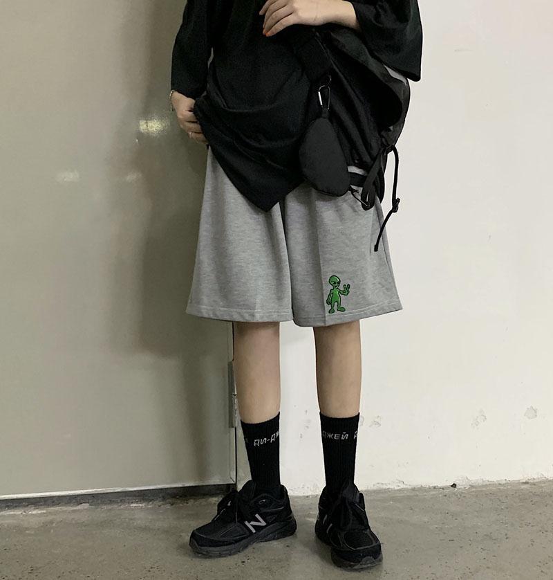 Korean Style Aliens Harajuku Casual Loose Straight Jogger Bike Shorts Female High Waist Summer Sports Running Vintage Hotpants Korean Style Aliens Harajuku Casual Loose Straight Jogger Bike Shorts Female High Waist Summer Sports Running Vintage Hotpants