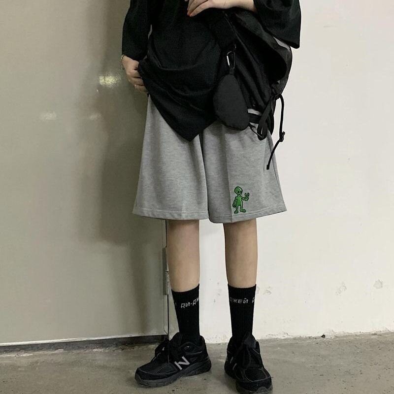 Korean Style Aliens Harajuku Casual Loose Straight Jogger Bike Shorts Female High Waist Summer Sports Running Vintage Hotpants Korean Style Aliens Harajuku Casual Loose Straight Jogger Bike Shorts Female High Waist Summer Sports Running Vintage Hotpants