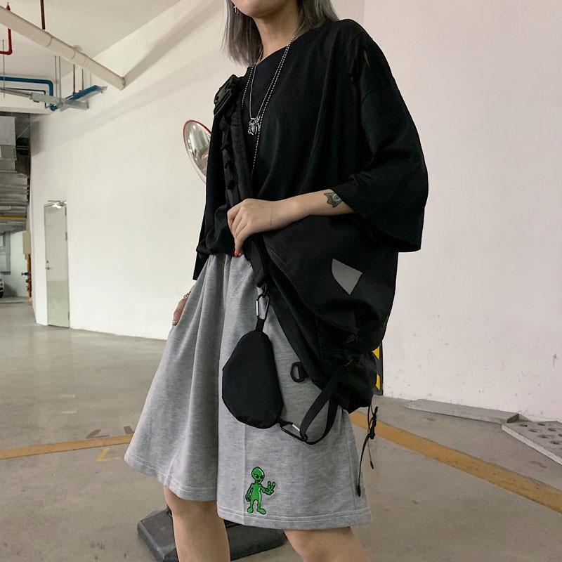 Korean Style Aliens Harajuku Casual Loose Straight Jogger Bike Shorts Female High Waist Summer Sports Running Vintage Hotpants Korean Style Aliens Harajuku Casual Loose Straight Jogger Bike Shorts Female High Waist Summer Sports Running Vintage Hotpants