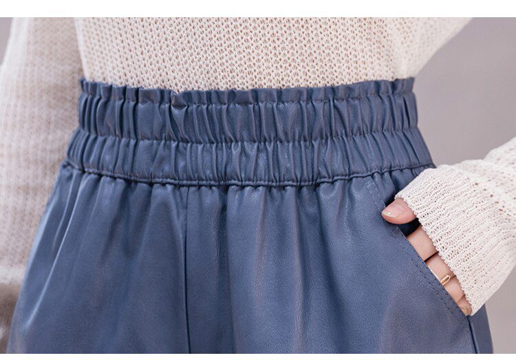 shintimes Elastic High Waist Wide Leg Biker Shorts Autumn PU Leather Shorts Women Plus Size Femme Casual Ladies Shorts Black shintimes Elastic High Waist Wide Leg Biker Shorts Autumn PU Leather Shorts Women Plus Size Femme Casual Ladies Shorts Black