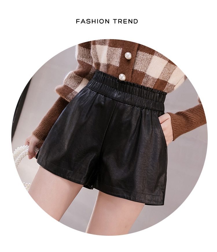shintimes Elastic High Waist Wide Leg Biker Shorts Autumn PU Leather Shorts Women Plus Size Femme Casual Ladies Shorts Black shintimes Elastic High Waist Wide Leg Biker Shorts Autumn PU Leather Shorts Women Plus Size Femme Casual Ladies Shorts Black