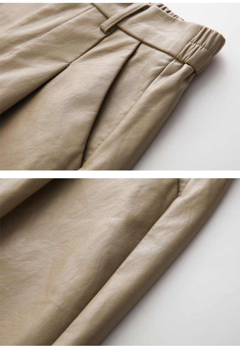 S-4XL Fashion PU Leather Shorts Women's Autumn Winter Bermuda Elastic Waist Loose Five Points Leather Trouser Plus Size Shorts S-4XL Fashion PU Leather Shorts Women's Autumn Winter Bermuda Elastic Waist Loose Five Points Leather Trouser Plus Size Shorts