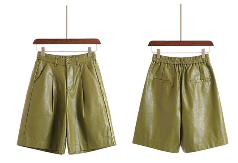 S-4XL Fashion PU Leather Shorts Women's Autumn Winter Bermuda Elastic Waist Loose Five Points Leather Trouser Plus Size Shorts S-4XL Fashion PU Leather Shorts Women's Autumn Winter Bermuda Elastic Waist Loose Five Points Leather Trouser Plus Size Shorts