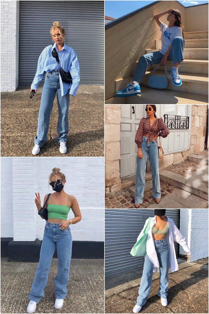 MosiMolly Washed Denim Jeans Pants Women Streetwear Wide Leg Floor Length Jeans Long Pants Femable Bottom 2020 Trendy
