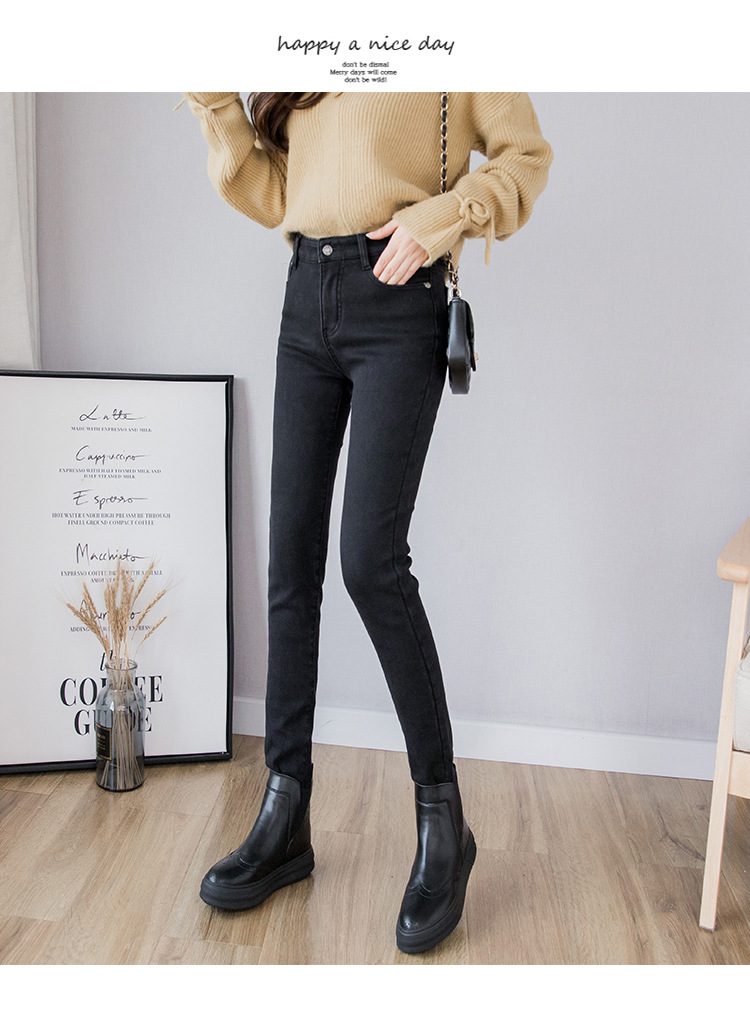 2019 Winter Jeans Women Gold Fleeces Inside Thickening Denim Pants High Waist Warm Trousers Female jeans woman Pants Plus size