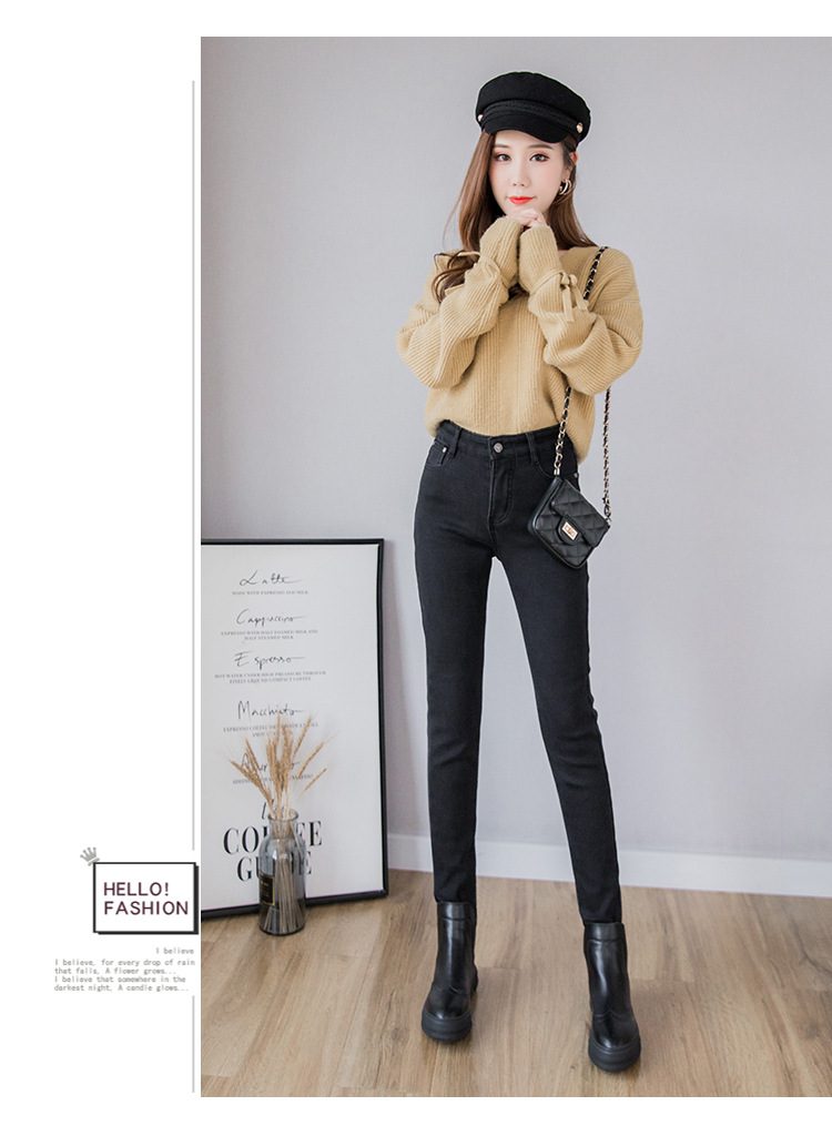 2019 Winter Jeans Women Gold Fleeces Inside Thickening Denim Pants High Waist Warm Trousers Female jeans woman Pants Plus size