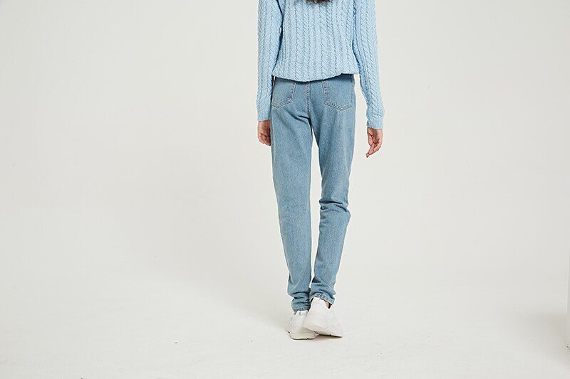 Wixra Basic Jeans Soft Pants Harem Female Straight All Match High Waist Femme Long Denim Pants For Women Plus Size