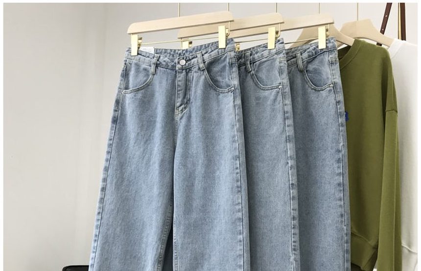 Light Blue Denim Trousers Vintage Wide Leg Pants Women Korean Straight Long Pants High Waist Casual Loose With Belt 2020 Autumn