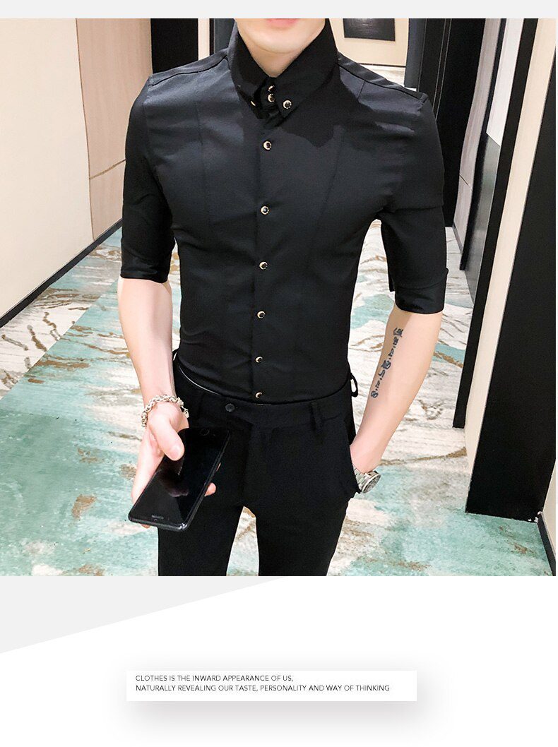 British Style Shirts for Men Fashion Men Clothing 2021 Summer Half Sleeve Men Casual Shirts Slim Fit camisas para hombre 3XL-M