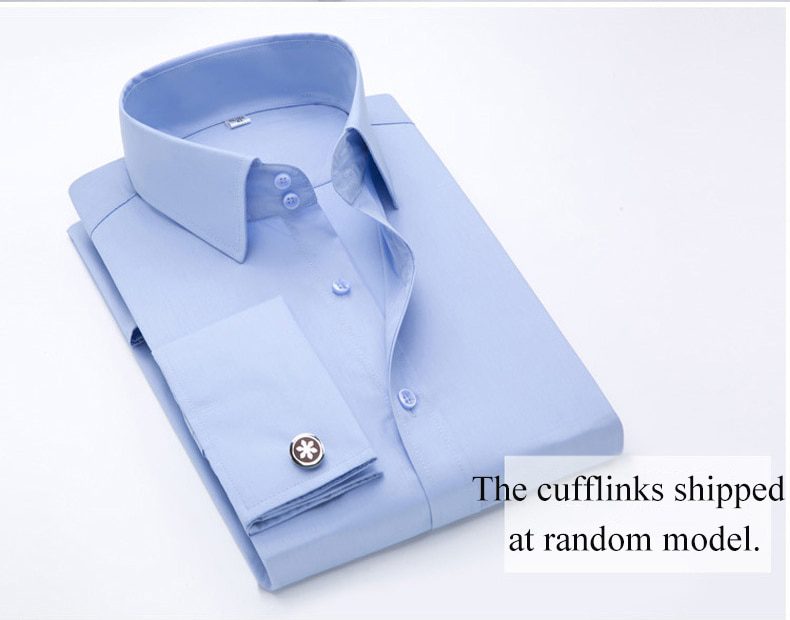 French Cuff Men's Long Sleeve Tuxedo Dress Shirt High Quality Regular Fit Male Social Wedding Evening Shirts with Cufflinks