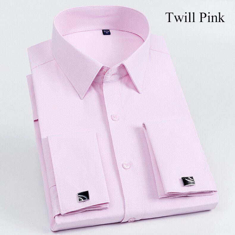 French Cuff Men's Long Sleeve Tuxedo Dress Shirt High Quality Regular Fit Male Social Wedding Evening Shirts with Cufflinks