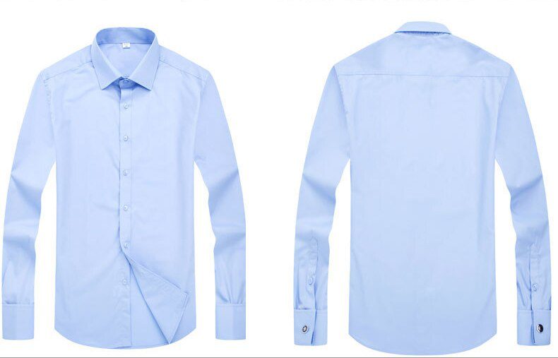 French Cuff Men's Long Sleeve Tuxedo Dress Shirt High Quality Regular Fit Male Social Wedding Evening Shirts with Cufflinks