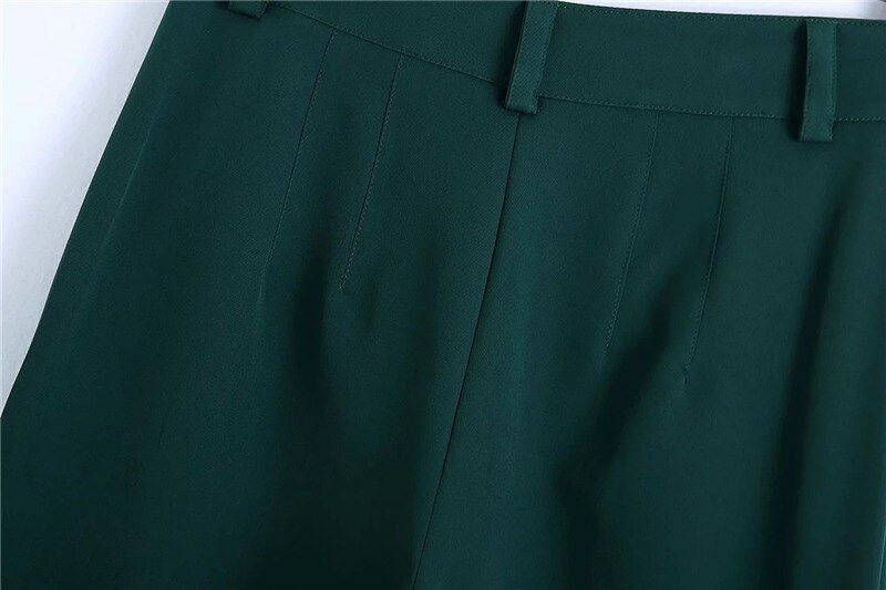 TRAF Women Fashion Office Wear Side Pockets Straight Pants Vintage High Waist Zipper Fly Female Trousers Mujer