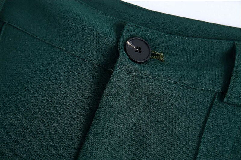 TRAF Women Fashion Office Wear Side Pockets Straight Pants Vintage High Waist Zipper Fly Female Trousers Mujer