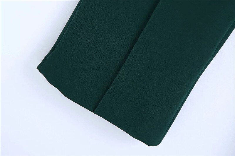 TRAF Women Fashion Office Wear Side Pockets Straight Pants Vintage High Waist Zipper Fly Female Trousers Mujer