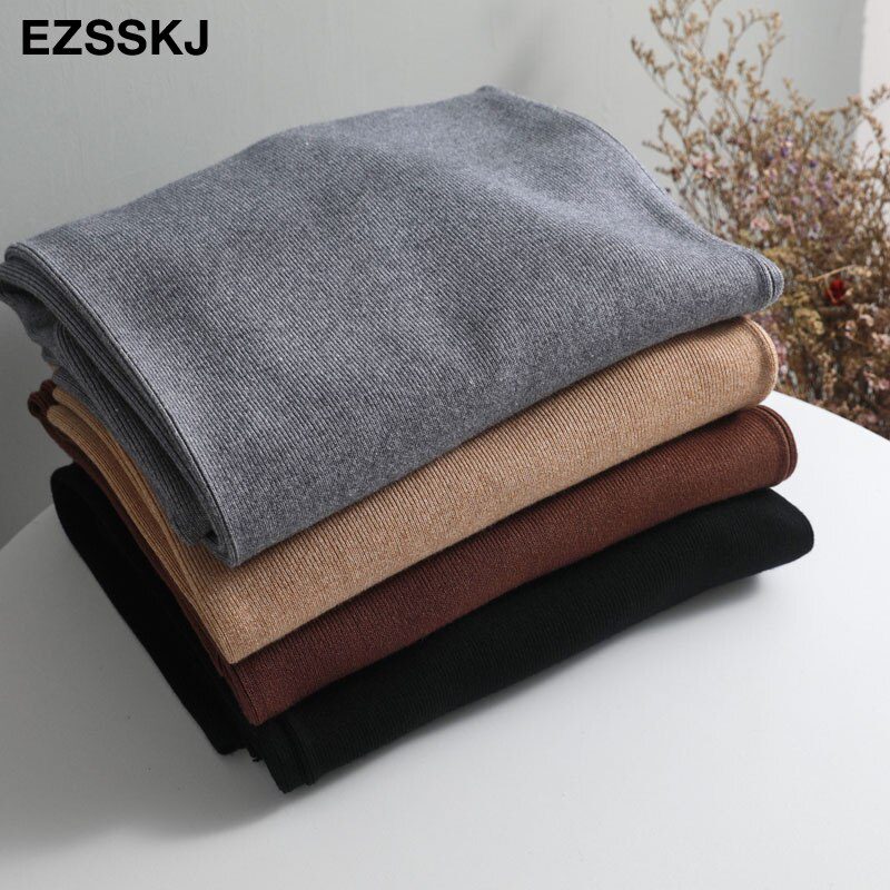 2020 autumn winter new THICK casual straight pants women female drawstring loose knitted wide leg pants casual Trousers