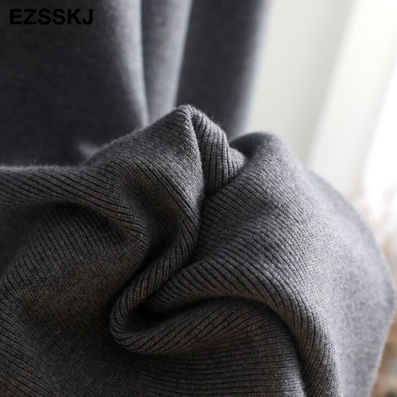 2020 autumn winter new THICK casual straight pants women female drawstring loose knitted wide leg pants casual Trousers